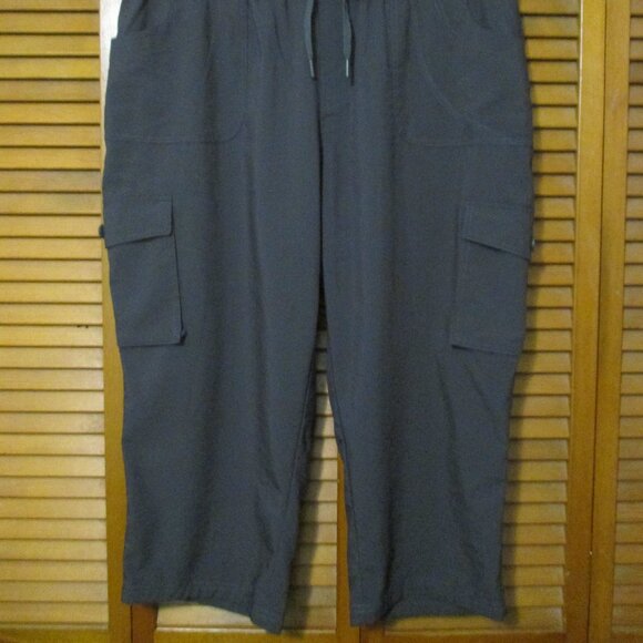 Wide leg capris dark gray pull on drawstring waist lots of pockets size XXL - Picture 2 of 9